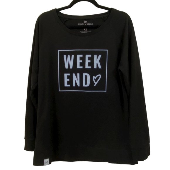 CENTS OF STYLE Black Weekend Pull Over Sweatshirt XL - Picture 1 of 5